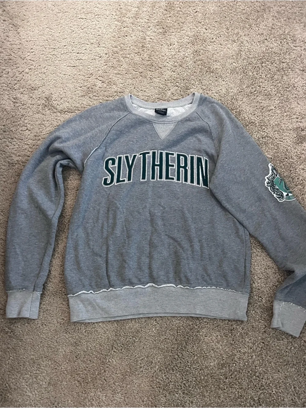 Harry Potter Gray Slytherin Crewneck Sweatshirt - Collegiate Style M